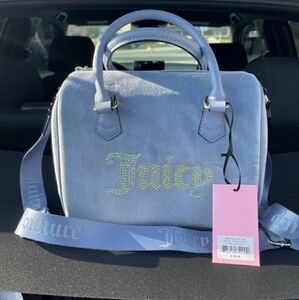 NWT Juicy Couture Velour Slate Blue Obsession Satchel